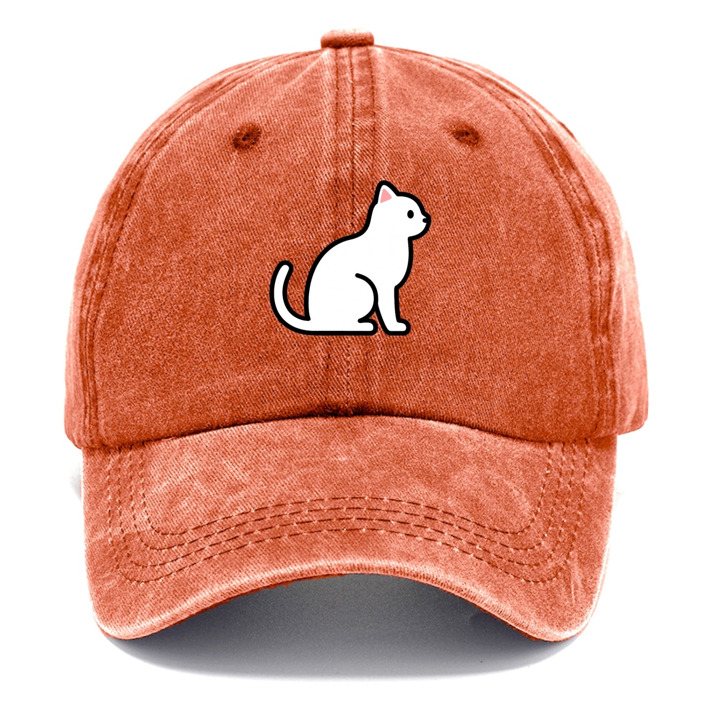 Domestic Shorthair - White classic flat side profile - Classic Cap - Terracotta Clay(Orange)