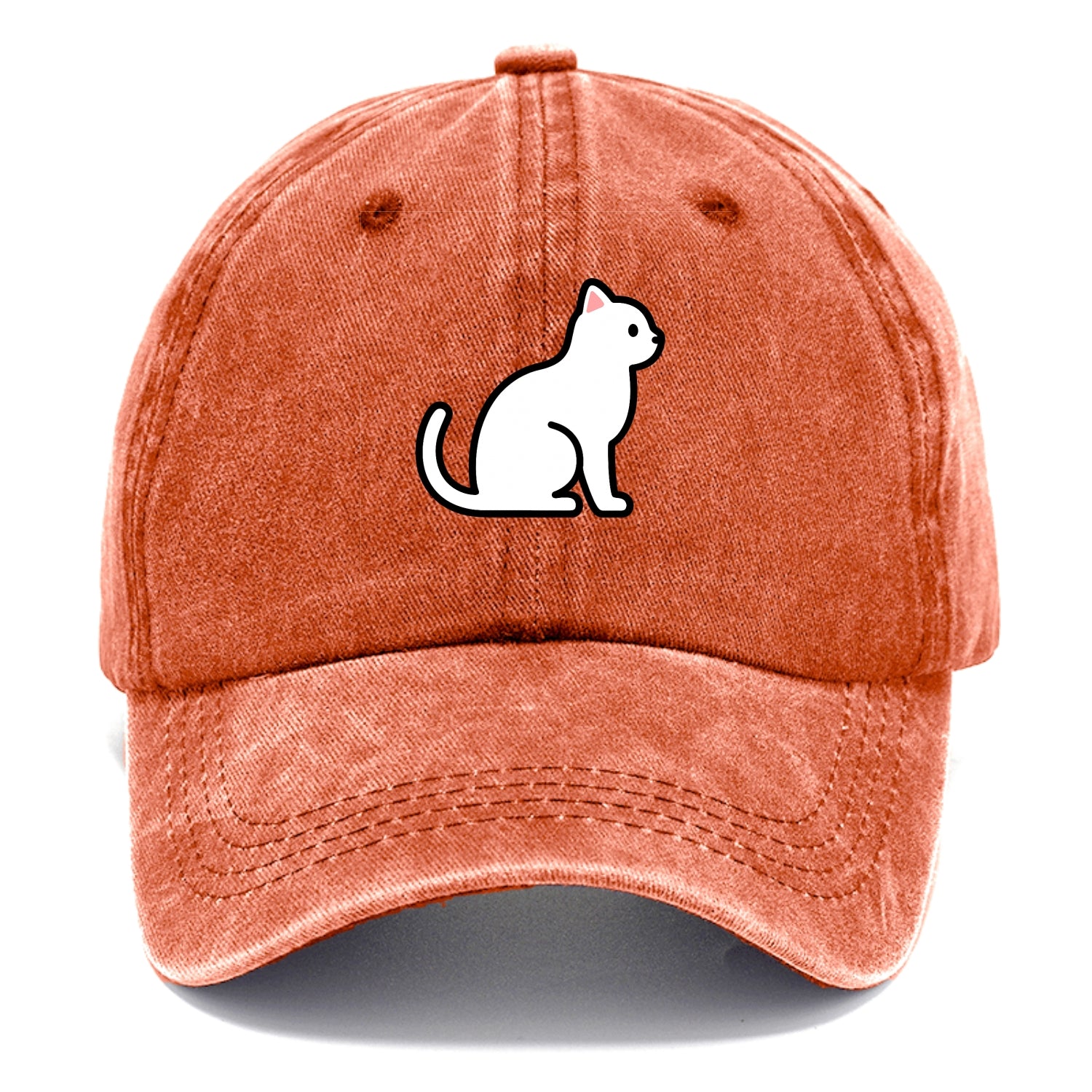 Domestic Shorthair - White classic flat side profile - Classic Cap - Terracotta Clay(Orange)