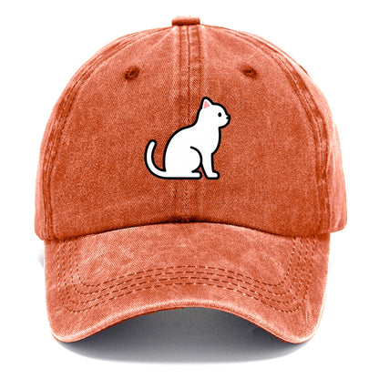 Domestic Shorthair - White classic flat side profile - Classic Cap - Terracotta Clay(Orange)