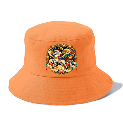 CELESTIAL HORSE | Heavenly horse among clouds and stars | Wings of flowing energy - Bucket Hat - Terracotta Clay(Orange)