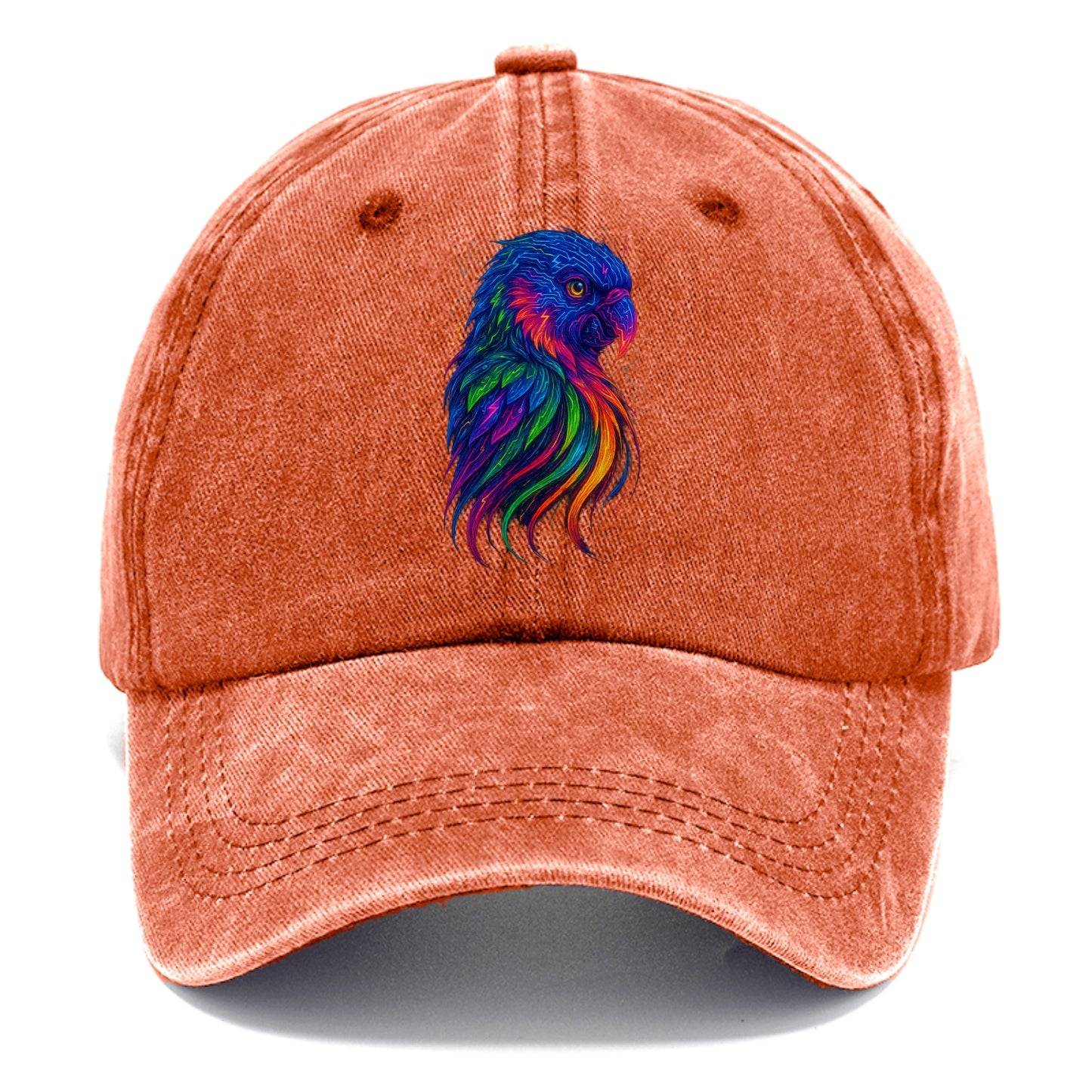 Vibrant parrot with feathers flowing into tropical rainbow streams, every color of - Classic Cap - Terracotta Clay(Orange)
