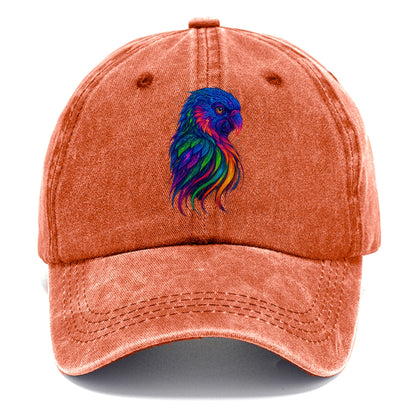Vibrant parrot with feathers flowing into tropical rainbow streams, every color of - Classic Cap - Terracotta Clay(Orange)
