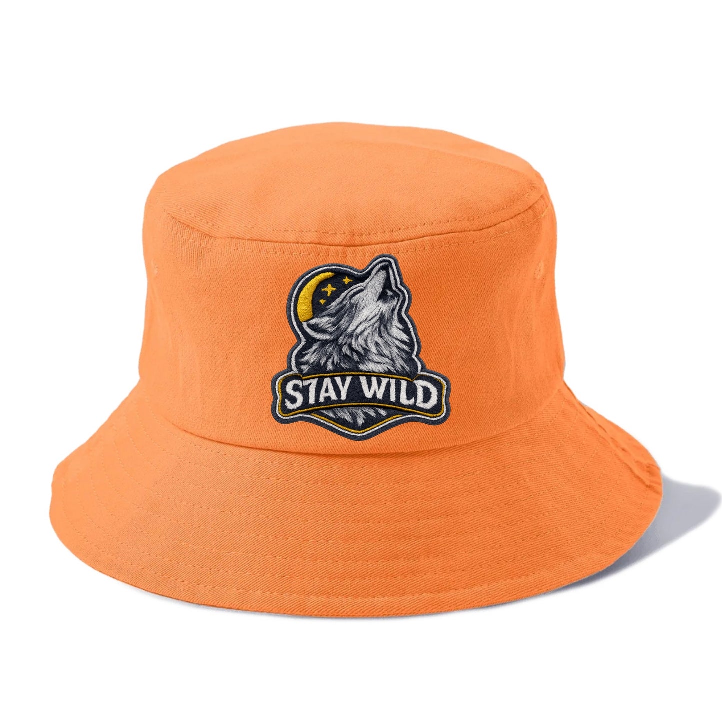 STAY WILD - wolf with text in gray , free spirit - Bucket Hat - Terracotta Clay(Orange)