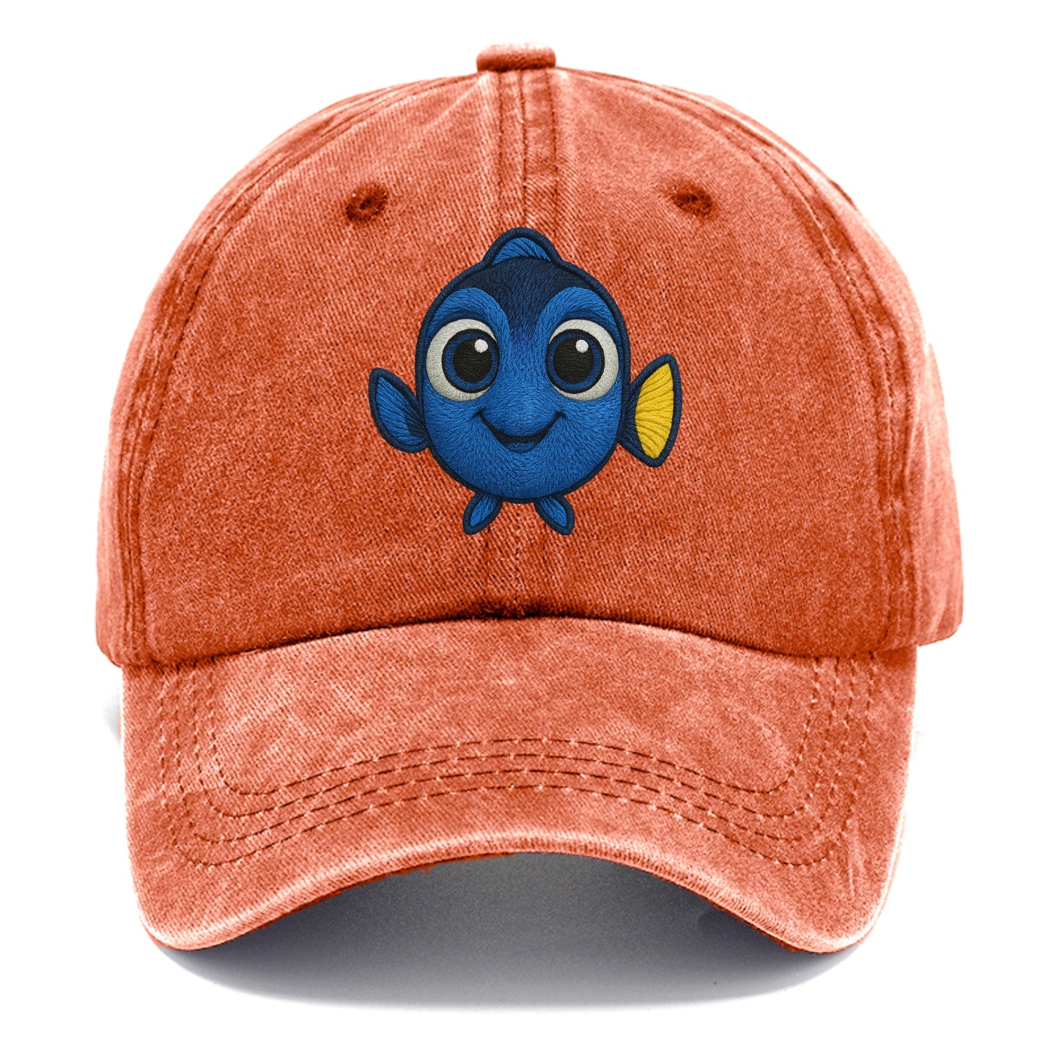 Baby Blue Tang - bright blue with yellow tail, big eyes, front-facing, Dory-style - Classic Cap - Terracotta Clay(Orange)