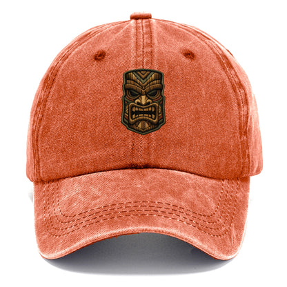 TIKI MASK - carved totem in brown and red , Polynesian - Classic Cap - Terracotta Clay(Orange)
