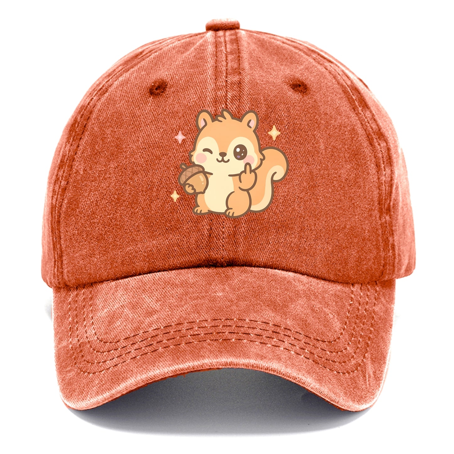 sweet squirrel holding acorn in one paw, flipping off with the other - Classic Cap - Terracotta Clay(Orange)