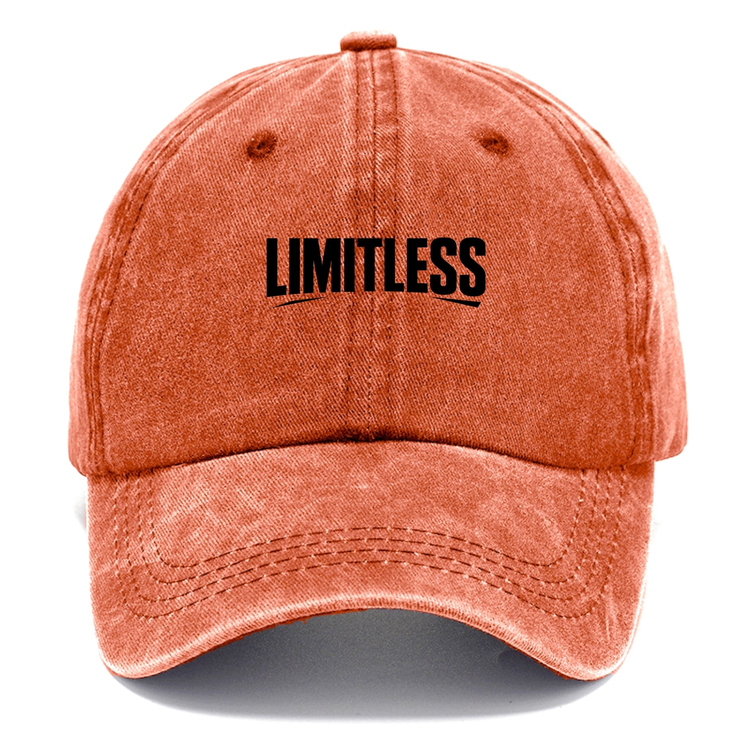 Bold typography design - "LIMITLESS" - no boundaries, infinite potential - Classic Cap - Terracotta Clay(Orange)