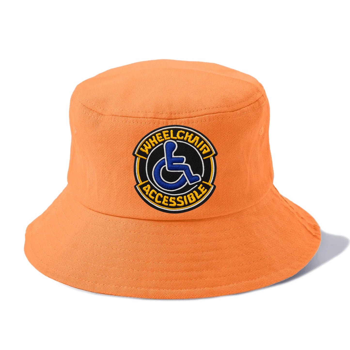 WHEELCHAIR ACCESSIBLE - accessibility symbol in blue , inclusion - Bucket Hat - Terracotta Clay(Orange)