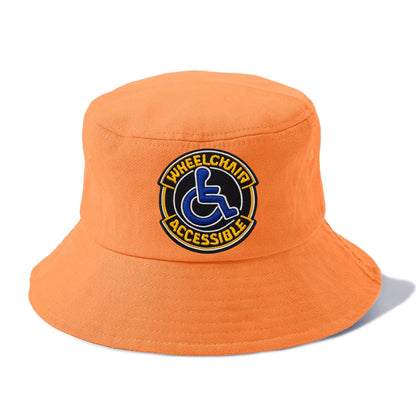 WHEELCHAIR ACCESSIBLE - accessibility symbol in blue , inclusion - Bucket Hat - Terracotta Clay(Orange)