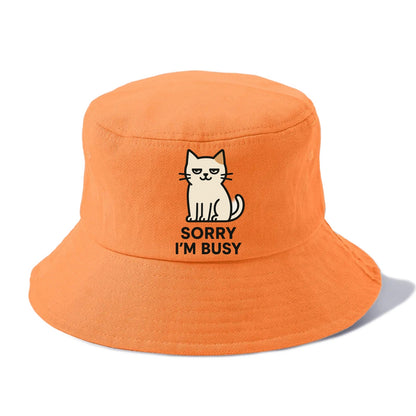 Cat sitting alone looking content - "SORRY I'M BUSY" - not sorry at all - Bucket Hat - Terracotta Clay(Orange)
