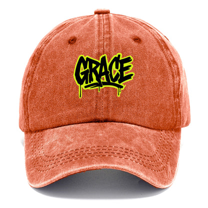 Bold typography design - "GRACE" - elegance under pressure, divine favor - Classic Cap - Terracotta Clay(Orange)