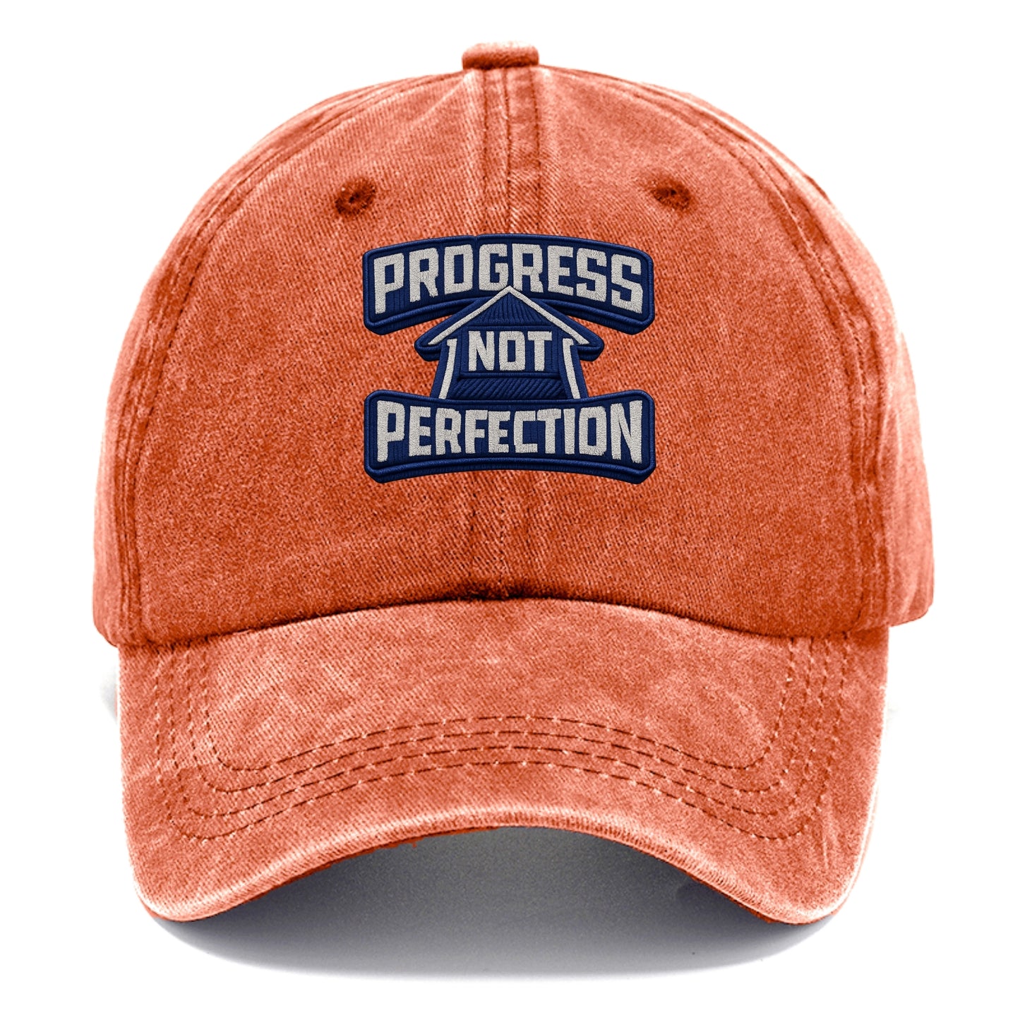 PROGRESS NOT PERFECTION - arrow with text in blue , growth mindset - Classic Cap - Terracotta Clay(Orange)