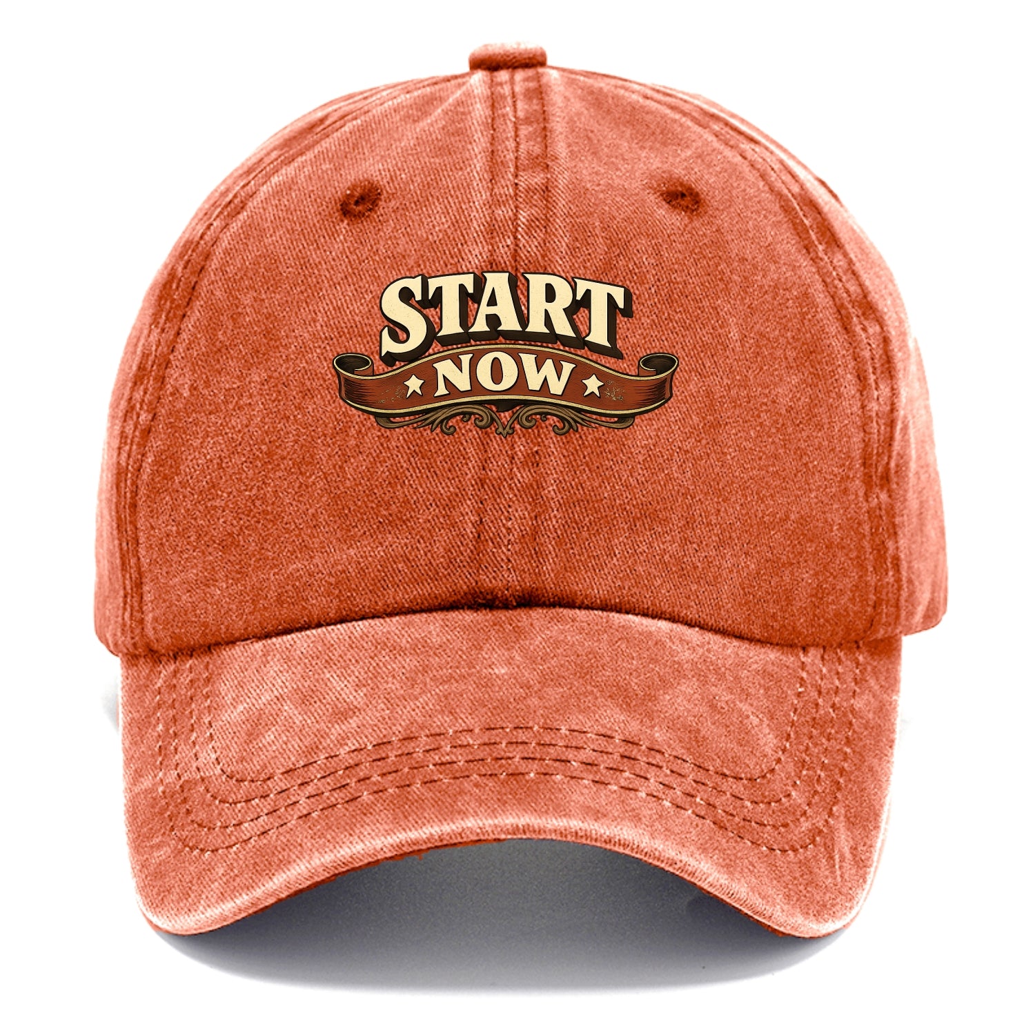 Bold typography design - "START NOW" - begin immediately, no delay - Classic Cap - Terracotta Clay(Orange)