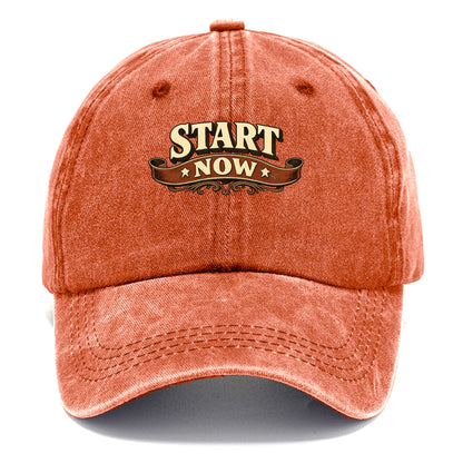 Bold typography design - "START NOW" - begin immediately, no delay - Classic Cap - Terracotta Clay(Orange)
