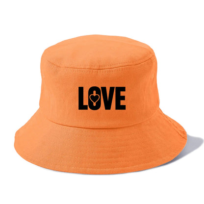 Bold typography design - "LOVE" - universal connection, heart centered - Bucket Hat - Terracotta Clay(Orange)