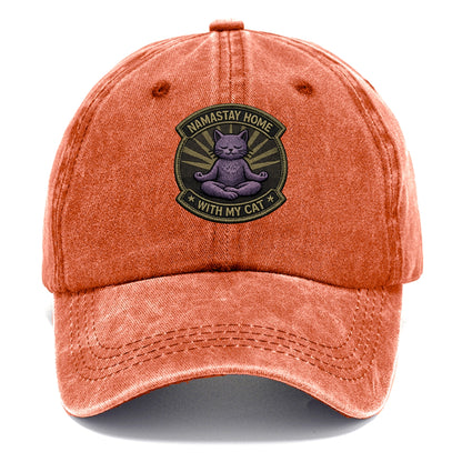 NAMASTAY HOME WITH MY CAT - yoga cat in purple , introvert cat - Classic Cap - Terracotta Clay(Orange)