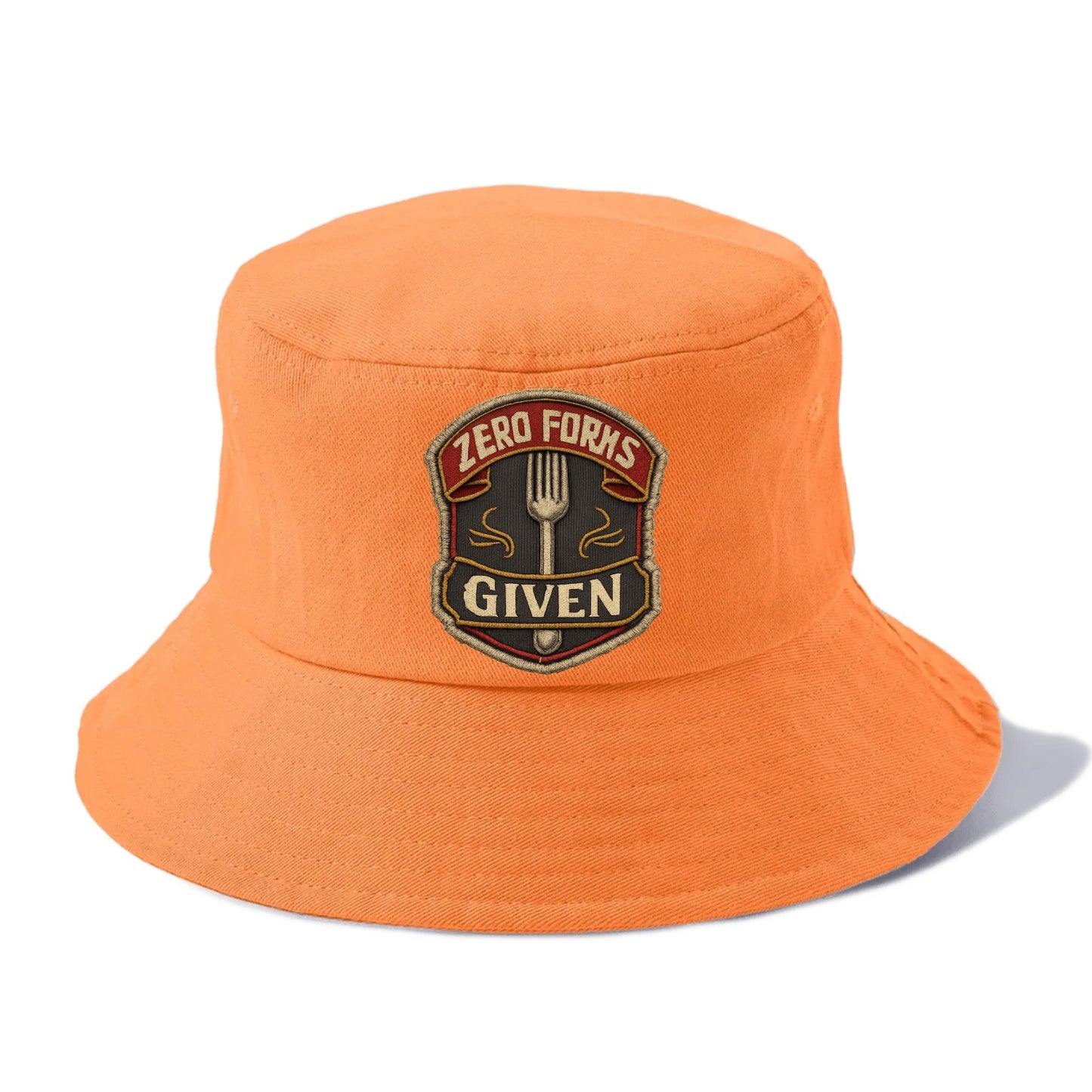 ZERO FORKS GIVEN - fork with text in silver , no cares attitude - Bucket Hat - Terracotta Clay(Orange)