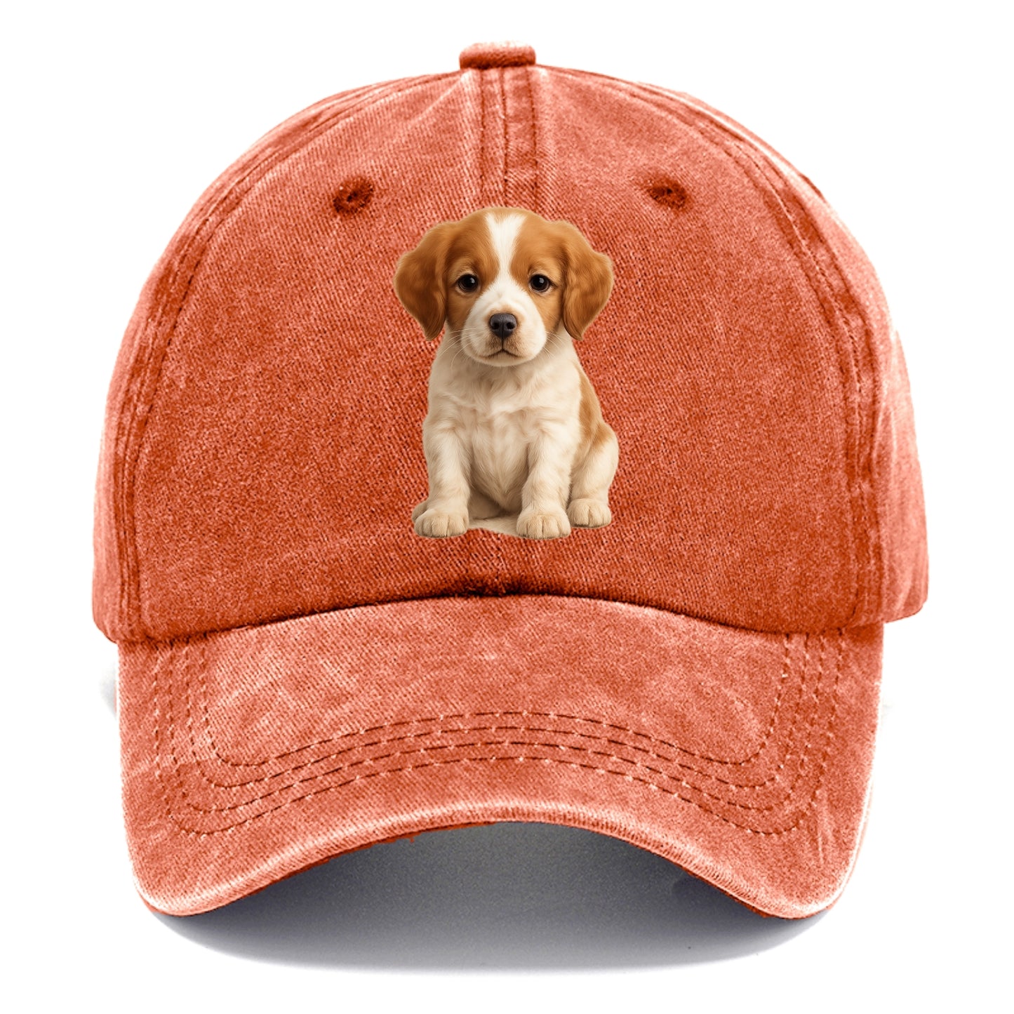 Baby Brittany Puppy - orange and white, compact, bright eyes, feathered, - Classic Cap - Terracotta Clay(Orange)