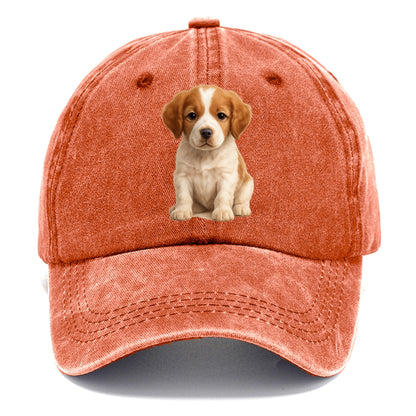 Baby Brittany Puppy - orange and white, compact, bright eyes, feathered, - Classic Cap - Terracotta Clay(Orange)