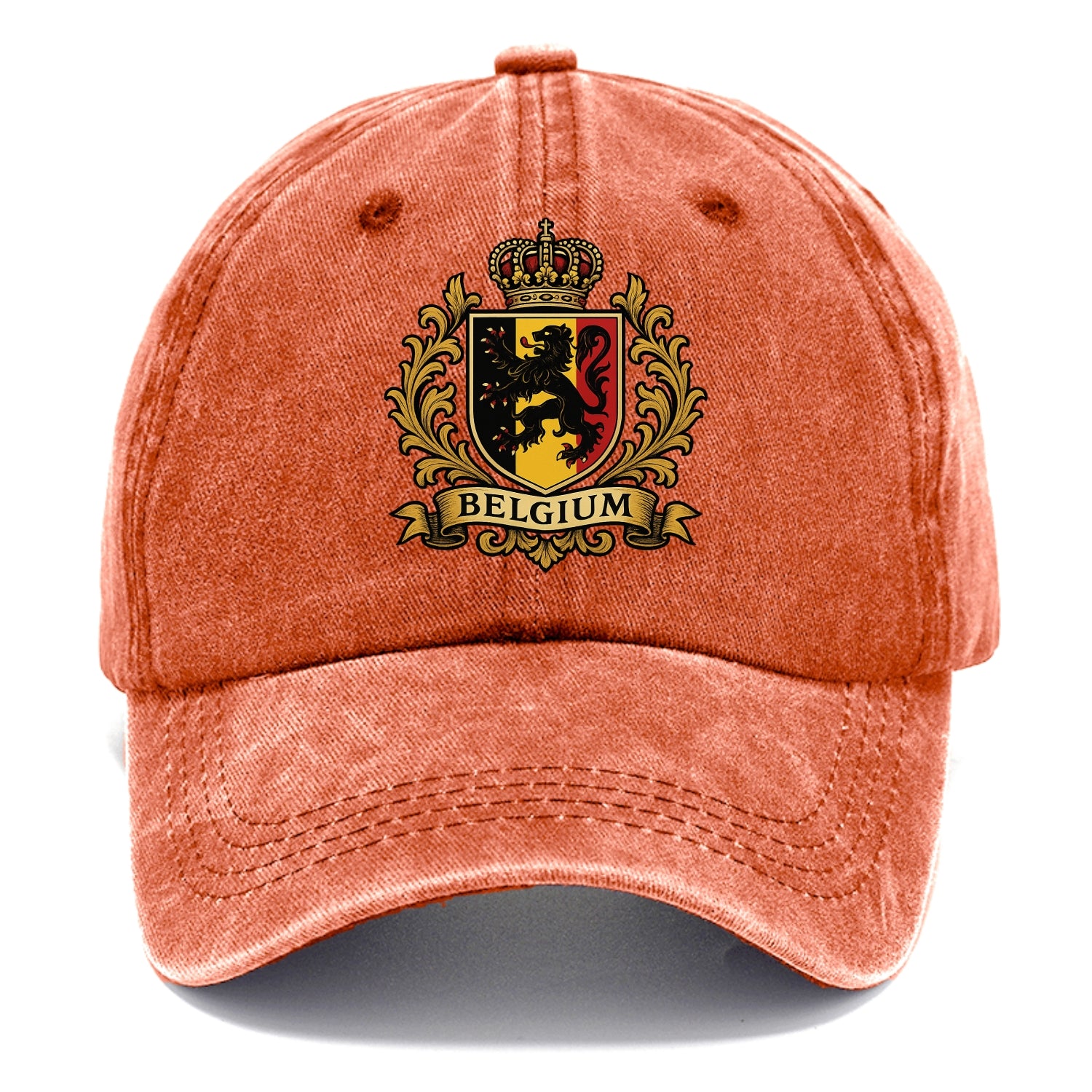 Belgium Lion Emblem (black Lion Rampant, Black/yellow/red Shield) Classic Cap - Terracotta Clay(Orange)