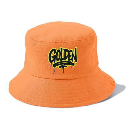 Bold typography design - "GOLDEN" - precious, valuable, excellent - Bucket Hat - Terracotta Clay(Orange)