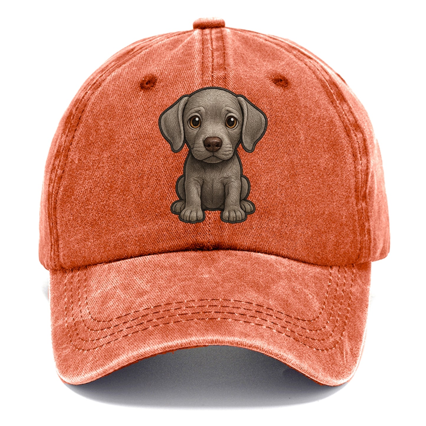 Baby Weimaraner Puppy - silver-gray coat, amber eyes, sleek body, front-facing, ghost - Classic Cap - Terracotta Clay(Orange)