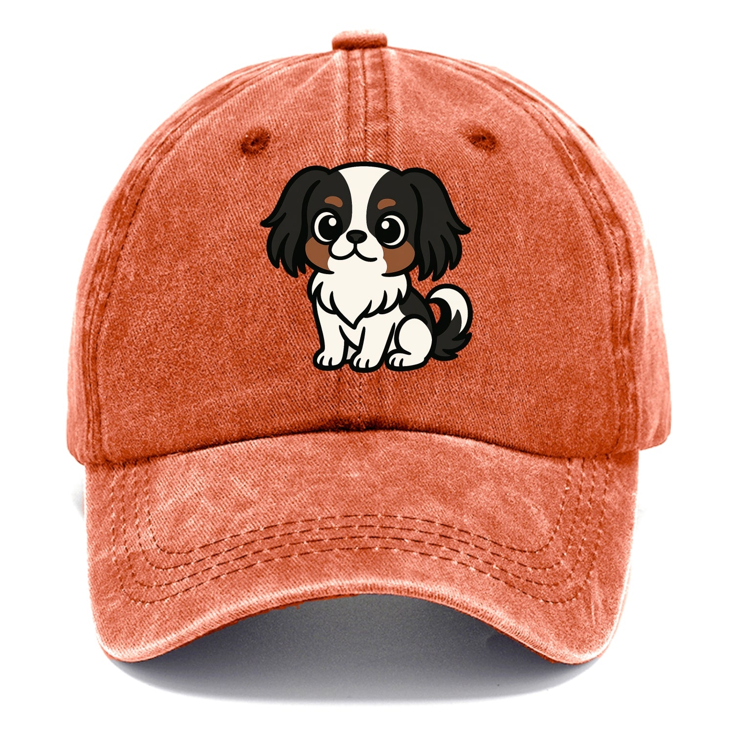 Japanese Chin - Black and white sitting pose - Classic Cap - Terracotta Clay(Orange)
