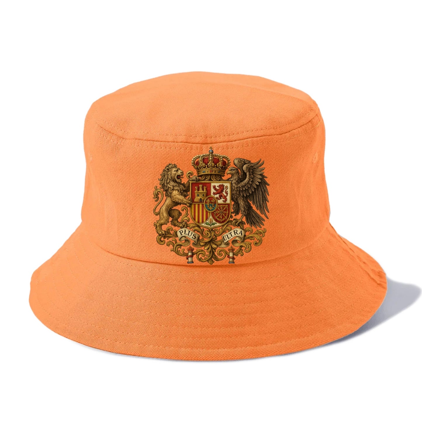 Spain Royal Logo (traditional Corona Real Española, Plus Ultra Banner, Premium Emblem) Bucket Hat - Terracotta Clay(Orange)