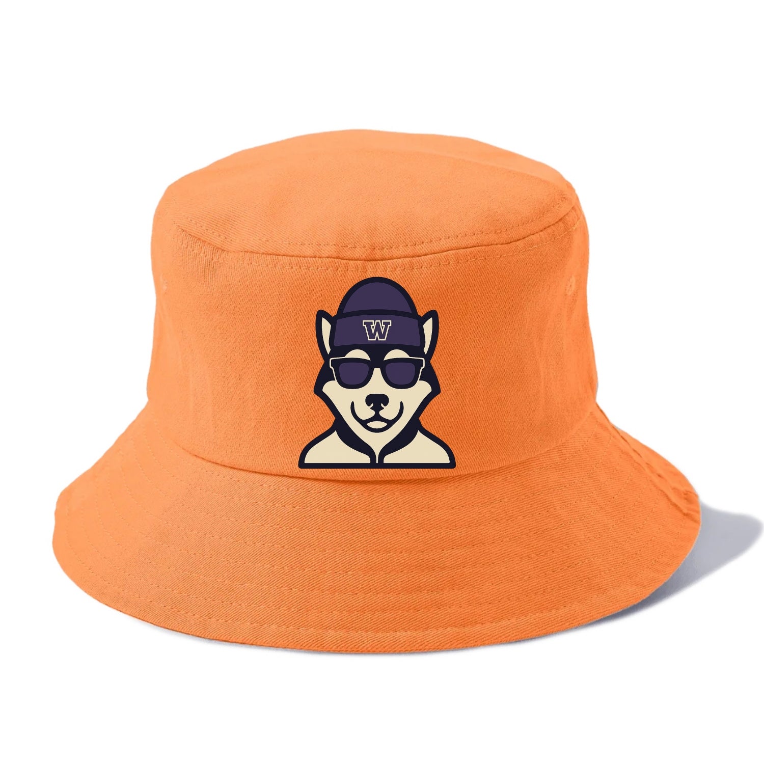 Seattle Husky wearing Washington beanie with W patch - Bucket Hat - Terracotta Clay(Orange)