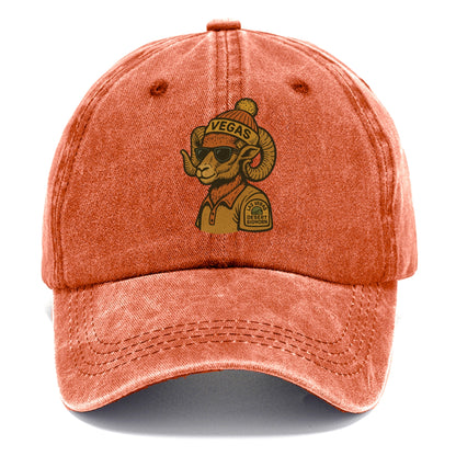 Las Vegas Desert Bighorn wearing Vegas beanie with pom pom and wayfarer sunglasses - Classic Cap - Terracotta Clay(Orange)