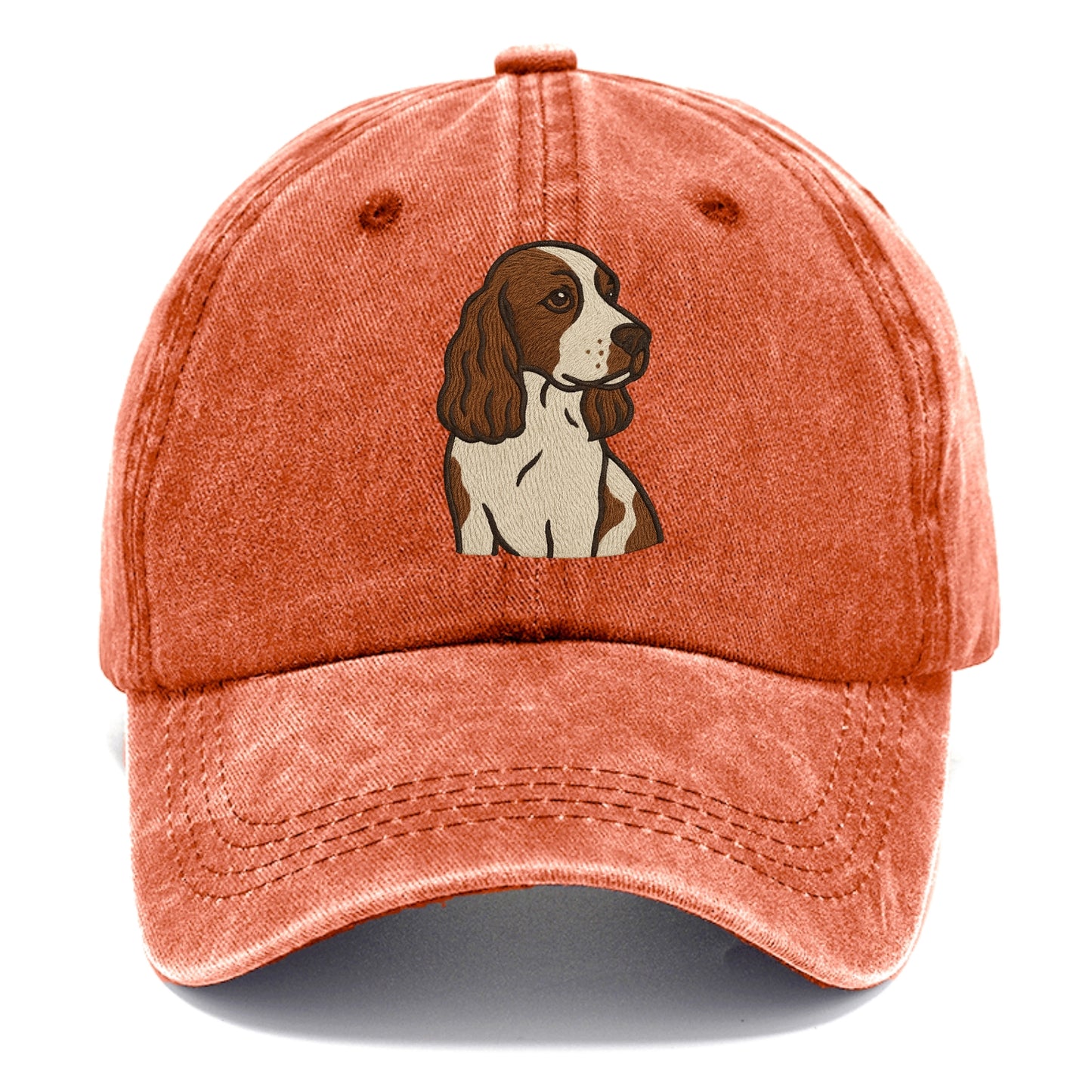 English Cocker Spaniel - Liver and white embroidered design - Classic Cap - Terracotta Clay(Orange)