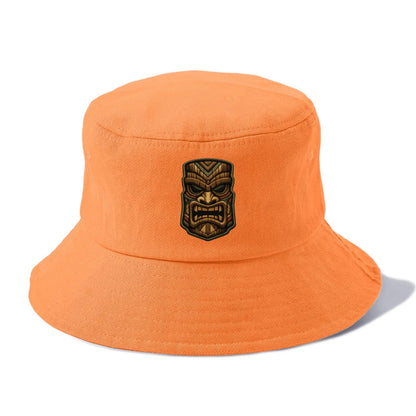 TIKI MASK - carved totem in brown and red , Polynesian - Bucket Hat - Terracotta Clay(Orange)