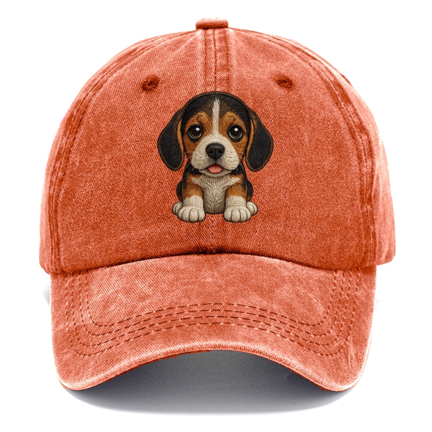 Baby Beagle Puppy - tricolor coat, long droopy ears, big pleading eyes, front-facing, - Classic Cap - Terracotta Clay(Orange)