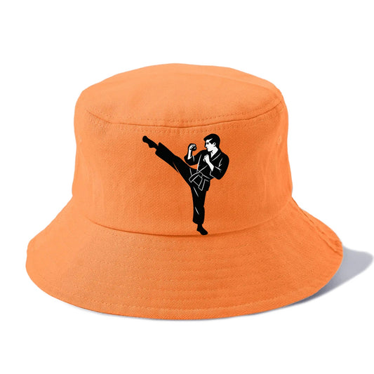 Martial artist performing a high kick - Bucket Hat - Terracotta Clay(Orange)