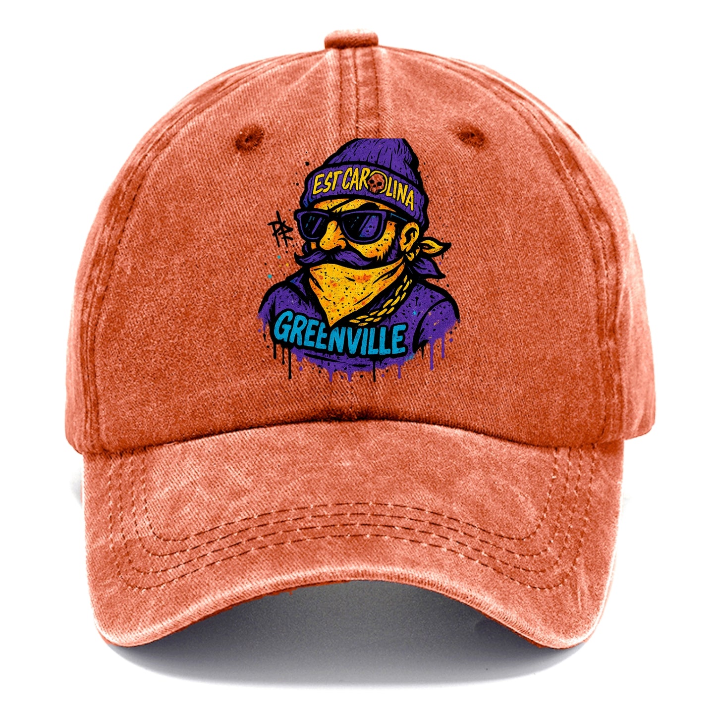 Greenville Pirate wearing East Carolina beanie with skull patch - Classic Cap - Terracotta Clay(Orange)