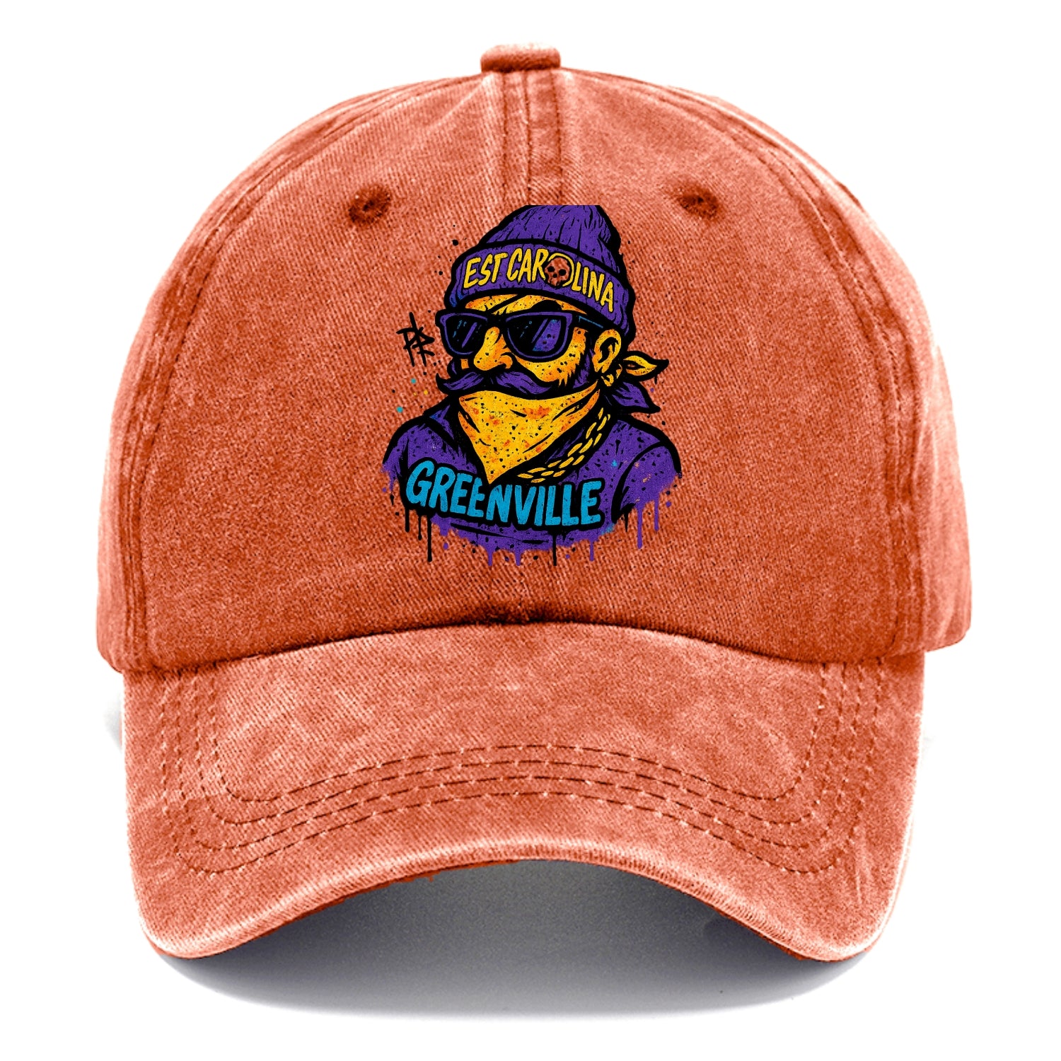 Greenville Pirate wearing East Carolina beanie with skull patch - Classic Cap - Terracotta Clay(Orange)
