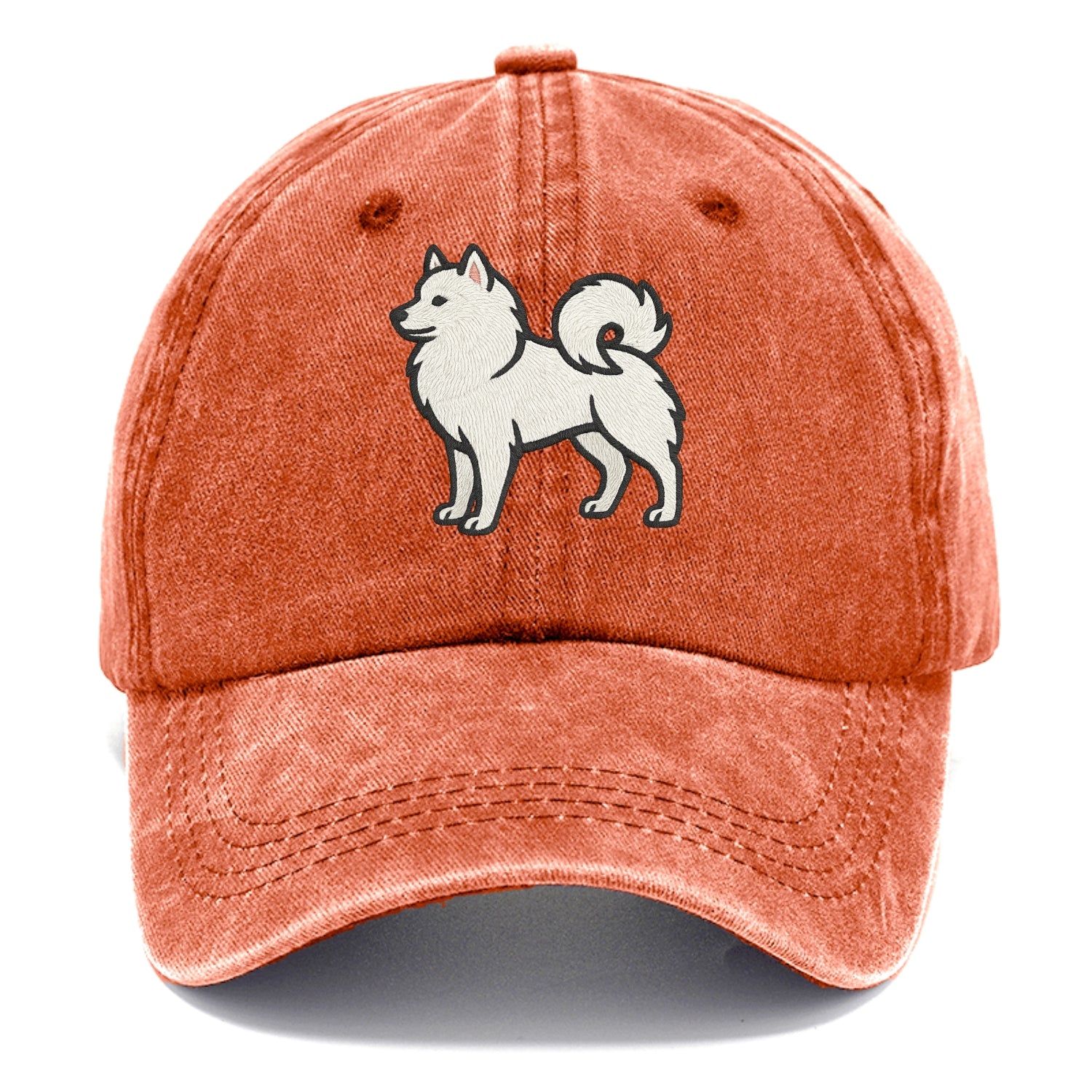 American Eskimo Dog - White spitz embroidered standing design - Classic Cap - Terracotta Clay(Orange)