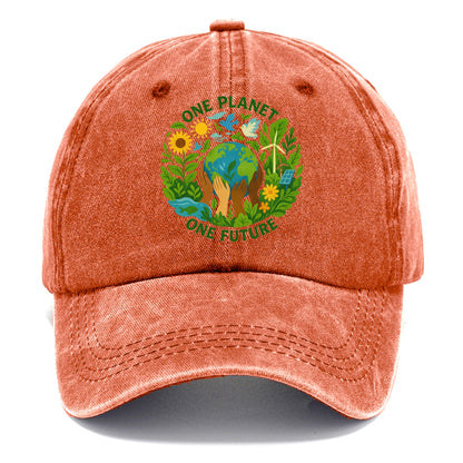 Globe surrounded by hands of all colors working together - "One Planet, One Future" - - Classic Cap - Terracotta Clay(Orange)