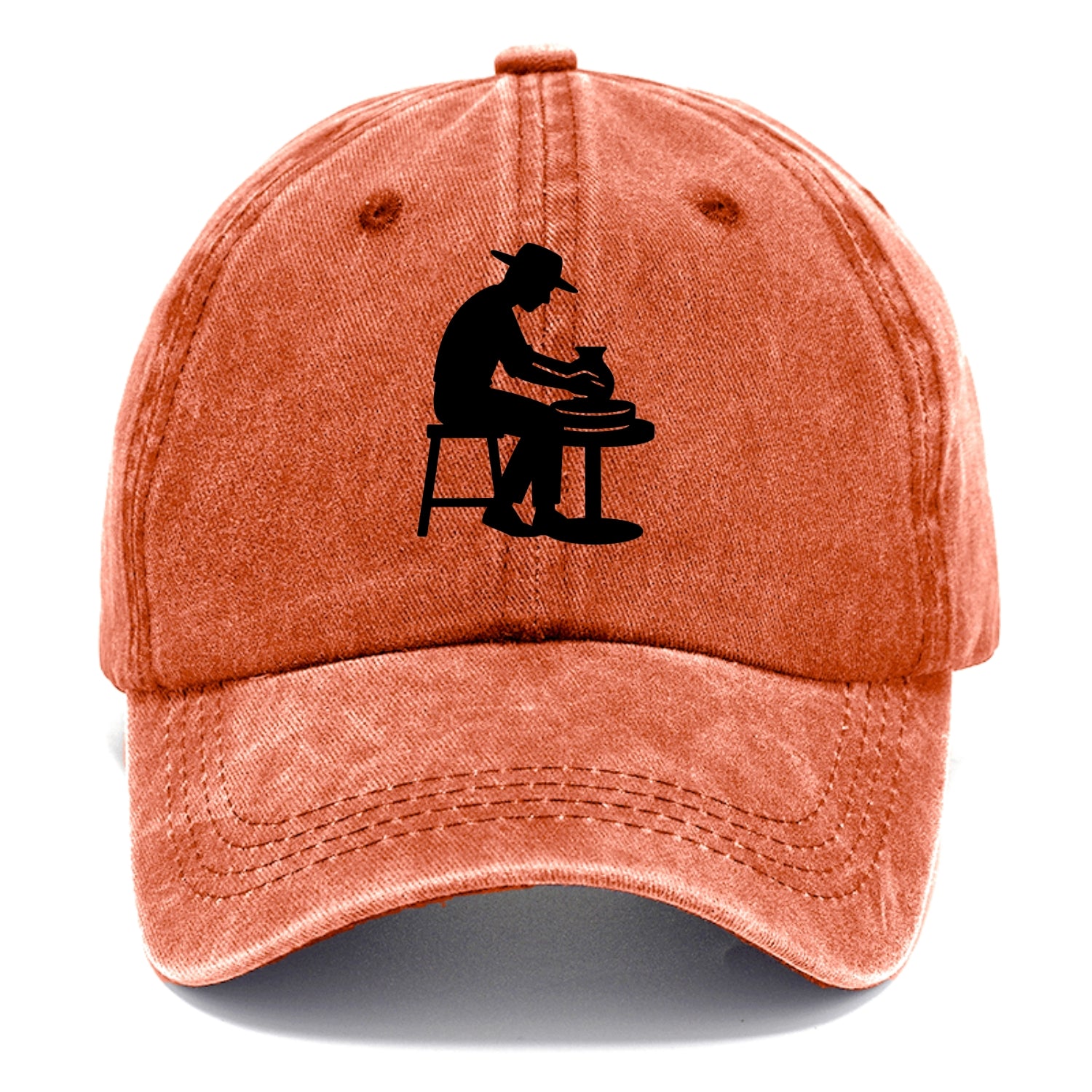 Potter shaping clay on wheel - Classic Cap - Terracotta Clay(Orange)