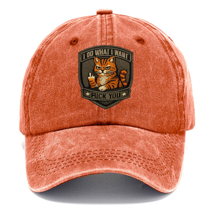 I DO WHAT I WANT CAT - sassy cat in orange , feline attitude - Classic Cap - Terracotta Clay(Orange)