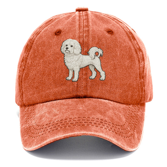 Löwchen - Little Lion Dog white embroidered pose - Classic Cap - Terracotta Clay(Orange)