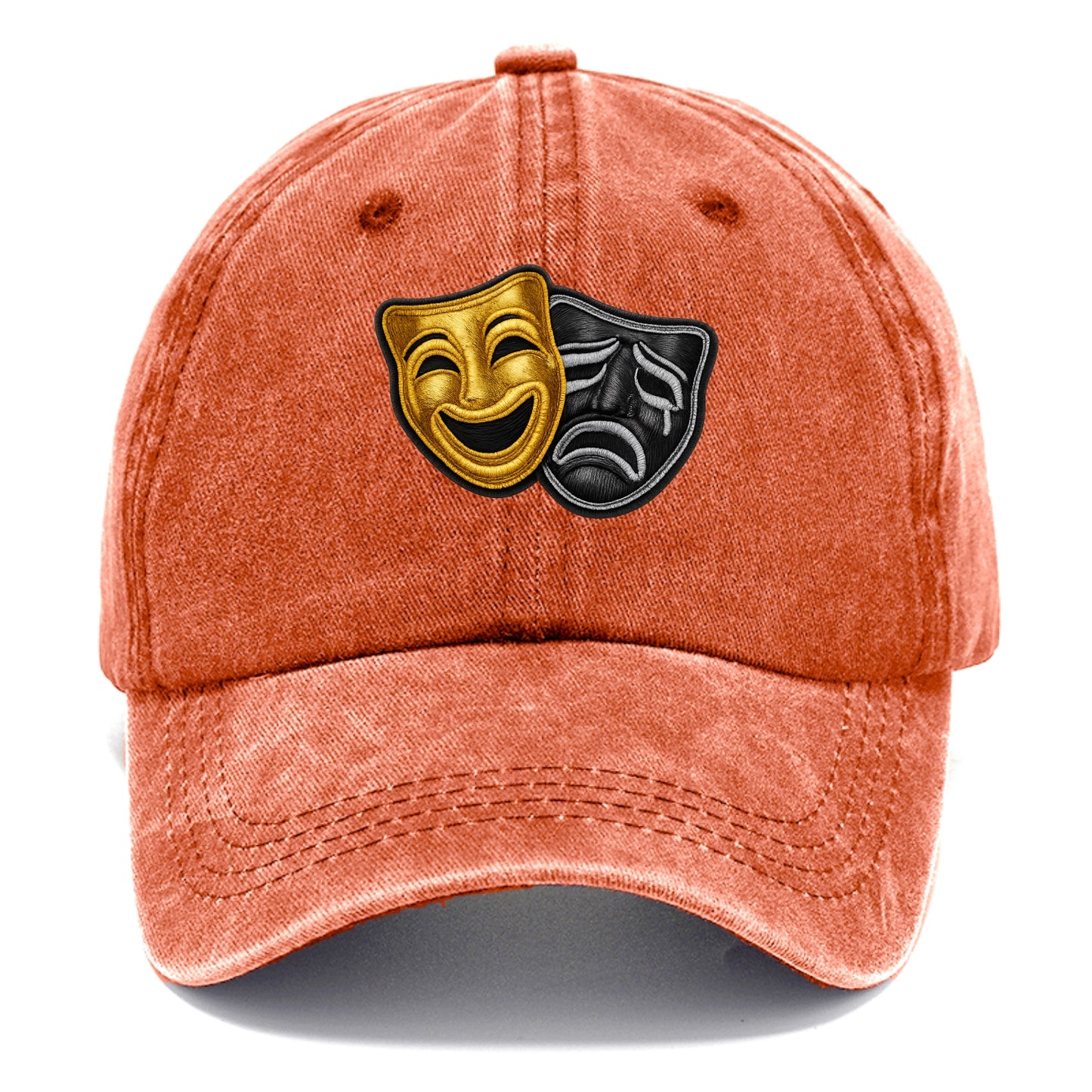 BROADWAY MASKS - comedy tragedy masks in gold and black , theater - Classic Cap - Terracotta Clay(Orange)