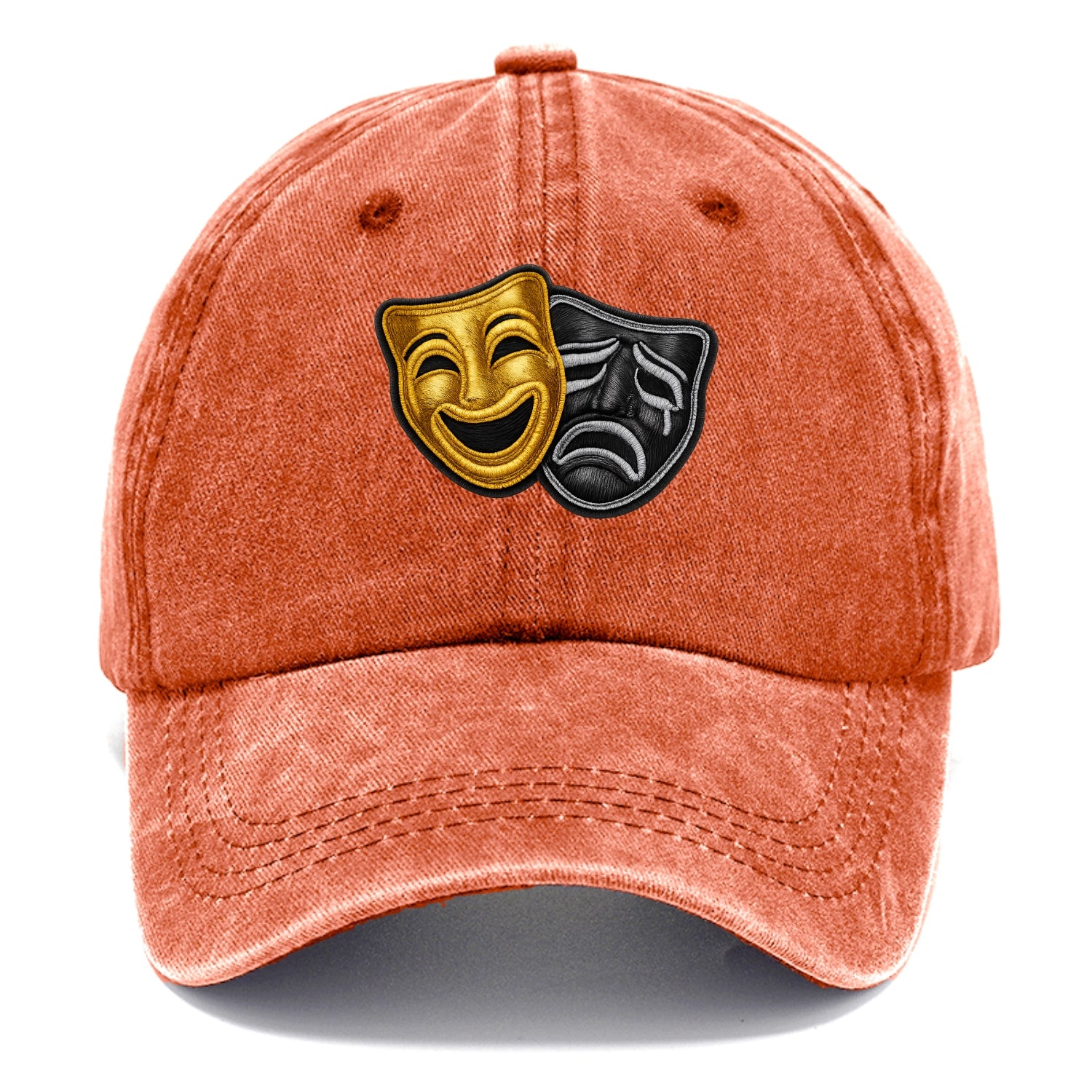 BROADWAY MASKS - comedy tragedy masks in gold and black , theater - Classic Cap - Terracotta Clay(Orange)