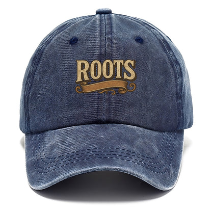 Bold typography design - "ROOTS" - where you come from, heritage - Classic Cap - Twilight Navy(Blue)
