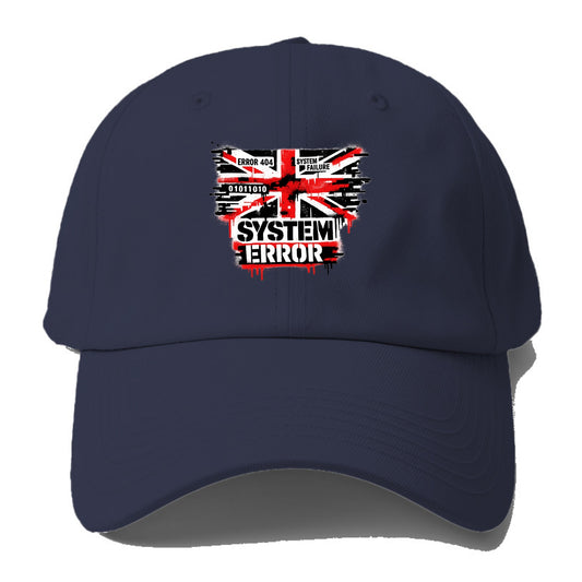 SYSTEM ERROR | Glitch Union Jack pattern | Digital corruption effect | Error code - Baseball Cap - Twilight Navy(Blue)