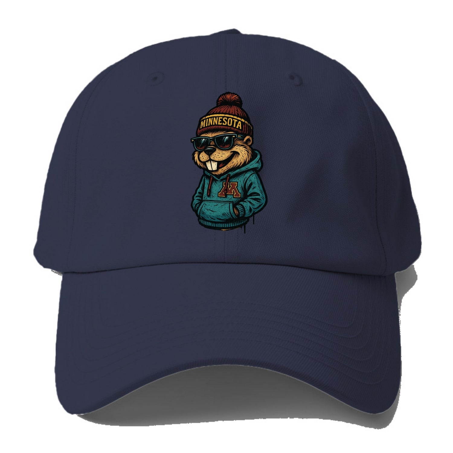Minneapolis Gopher wearing Minnesota beanie with M patch - Baseball Cap For Big Heads - Twilight Navy(Blue)