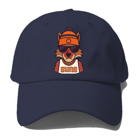 Arizona Coyote wearing Suns beanie with desert sun patch and wayfarer sunglasses - Baseball Cap - Twilight Navy(Blue)
