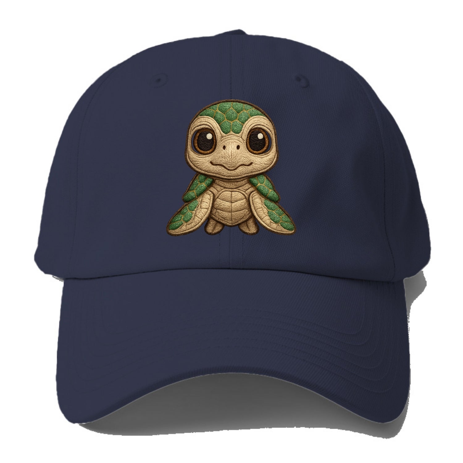 Baby Green Sea Turtle - emerald shell, large innocent brown eyes, tiny - Baseball Cap For Big Heads - Twilight Navy(Blue)