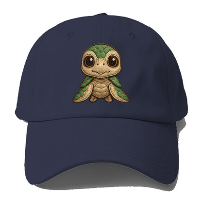 Baby Green Sea Turtle - emerald shell, large innocent brown eyes, tiny - Baseball Cap For Big Heads - Twilight Navy(Blue)