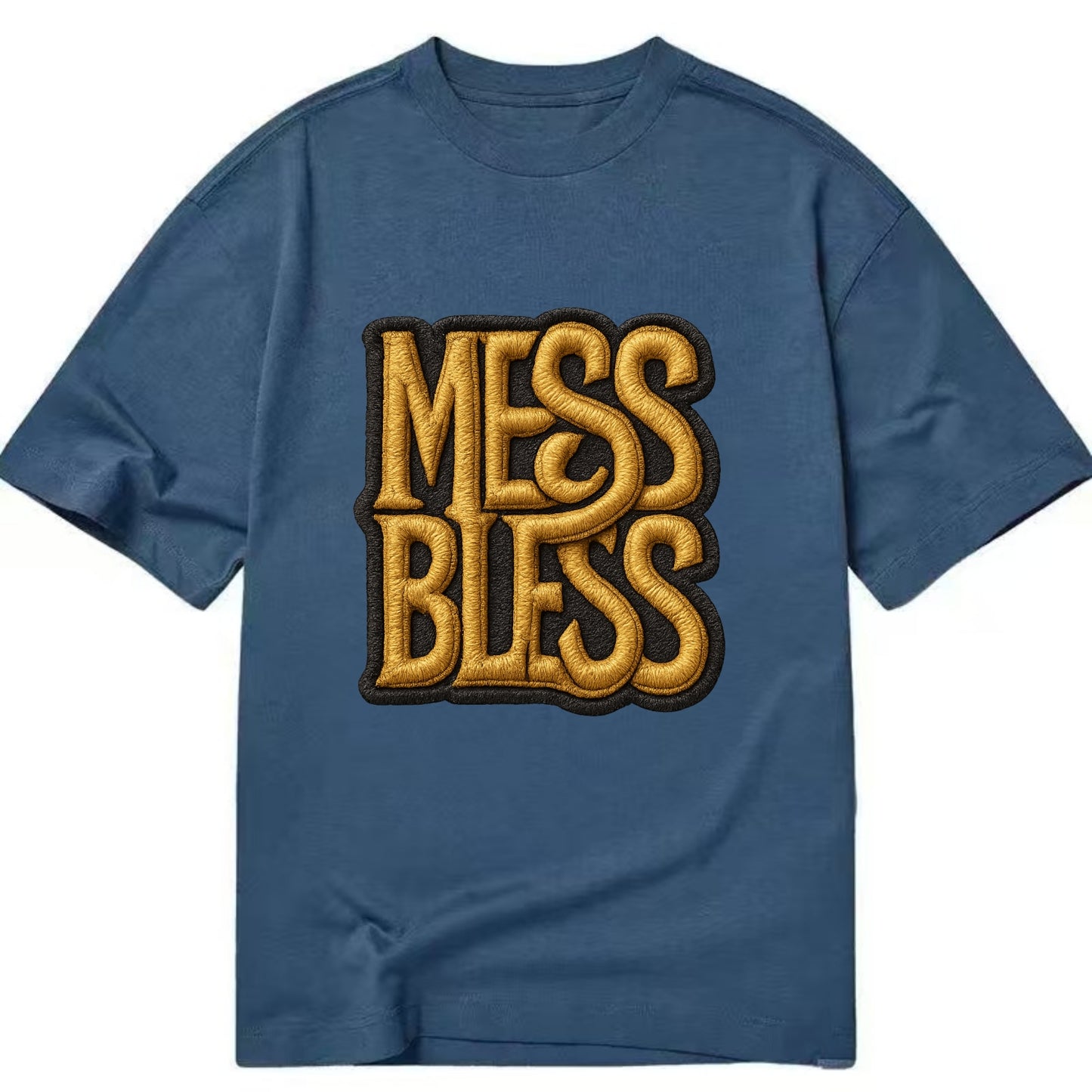 MESS;BLESS UP Gold Metallic Visor - Classic T-shirt - Twilight Navy(Blue)